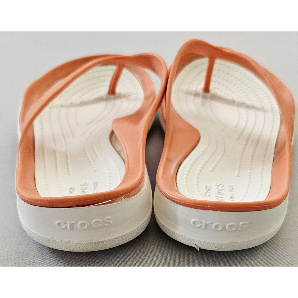Crocs Swiftwater Women Sz 6 Orange Flip Flops Comfort Sandals Lightweight Beach - Picture 5 of 12